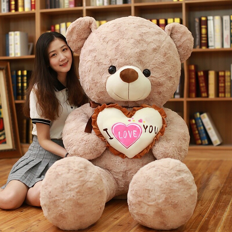 High Quality 80/100CM 4 Colors Teddy Bear With Scarf Stuffed Animals Bear Plush Toys Teddy Bear Doll Lovers Birthday Baby Gift - Executive-Skincare