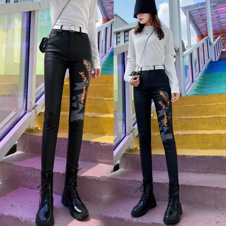 Women Pants Leather Pants Women&#39;s High Waist Feet Winter Black Casual Pants Pantalones De Mujer - Executive-Skincare