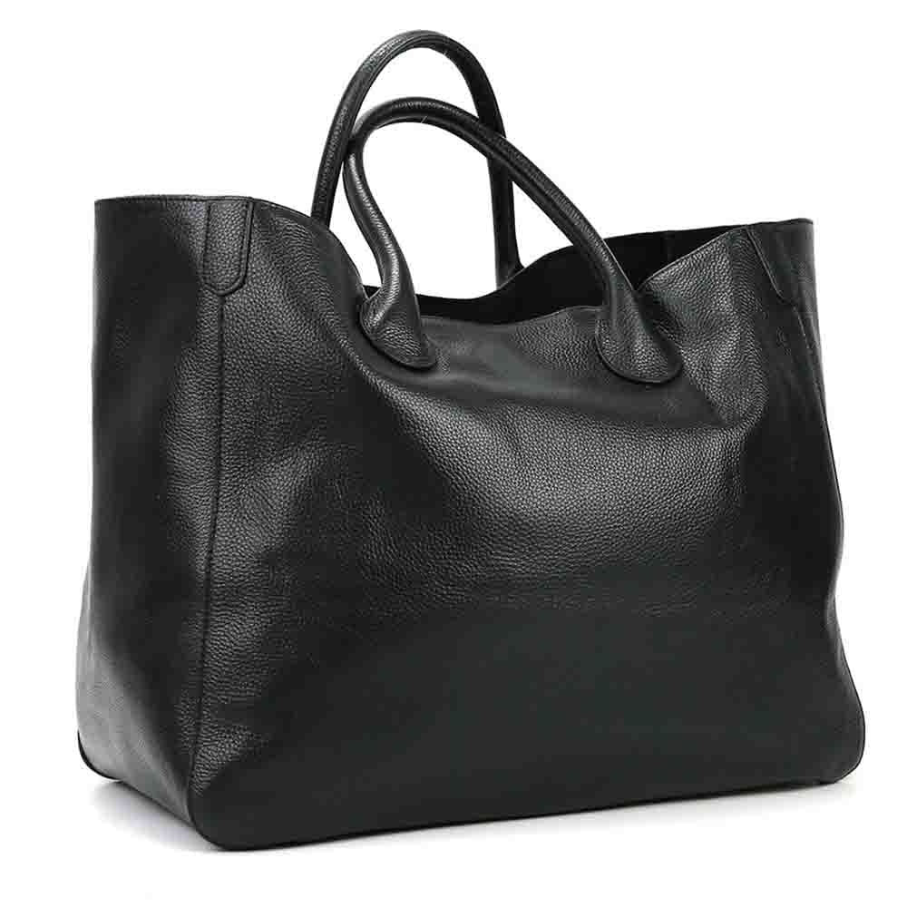 Roomy Women Bag Genuine Leather Handbag Luxury Cowhide Casual Tote Thick Real Natural Leather Bucket Shopper Daily Bag Big Purse - Executive-Skincare