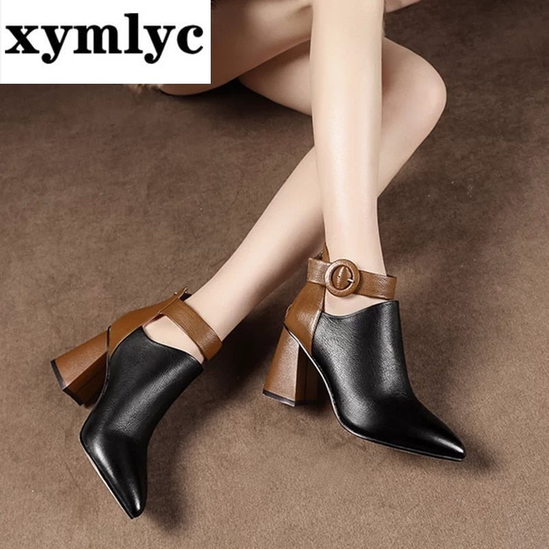 New Autumn Early Winter Shoes Women Boots Fashion Ladies High Heels Boots Pointed toe Woman Party Shoes Women Ankle Boots - Executive-Skincare