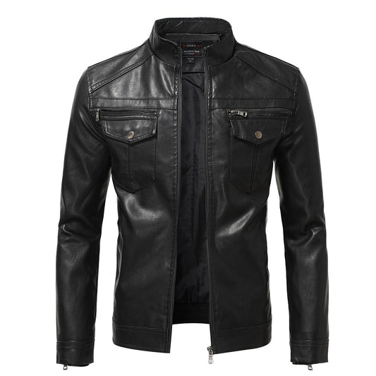 2022 Autumn Fashion Trend Coats Male New Style Slim Stand-Up Collar Motorcycle Leather Jacket Men&#39;s PU Leather Jacket S-4XL - Executive-Skincare