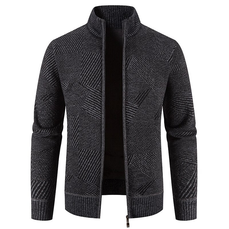 Men Winter Thicker Warm Stand-up Collar Cardigans High Quality  Sweaters Slim Fit Casual Sweater coats Jackets - Executive-Skincare