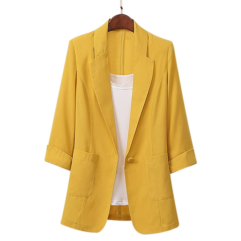 Hot Sale Cotton and Linen Suit Jacket Spring Summer Autumn Loose Casual Fashion Suit Women&#39;s Clothing Thin Shirt Blazers Blouse - Executive-Skincare