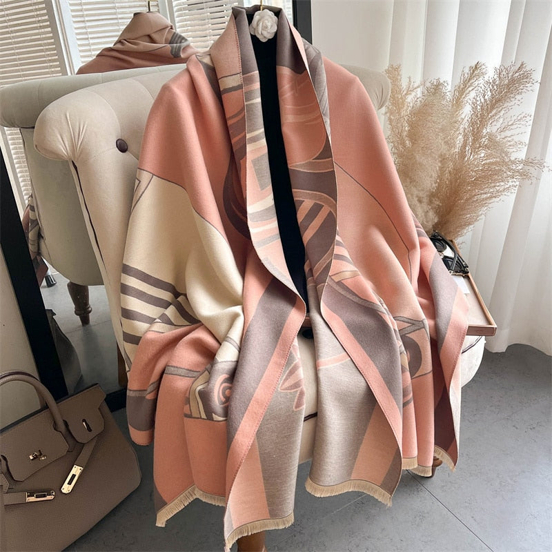 Luxury Brand Cashmere Warm Scarf for Women Design Winter Thick Shawl Wrap Pashmina Blanket Poncho Female Bufanda Echarpe Foulard - Executive-Skincare