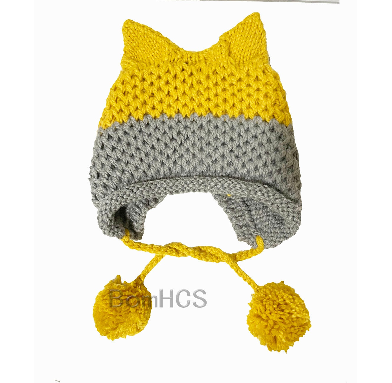 BomHCS Cute Fox Ears Beanie Winter Warm 100% Handmade Knit Hat - Executive-Skincare