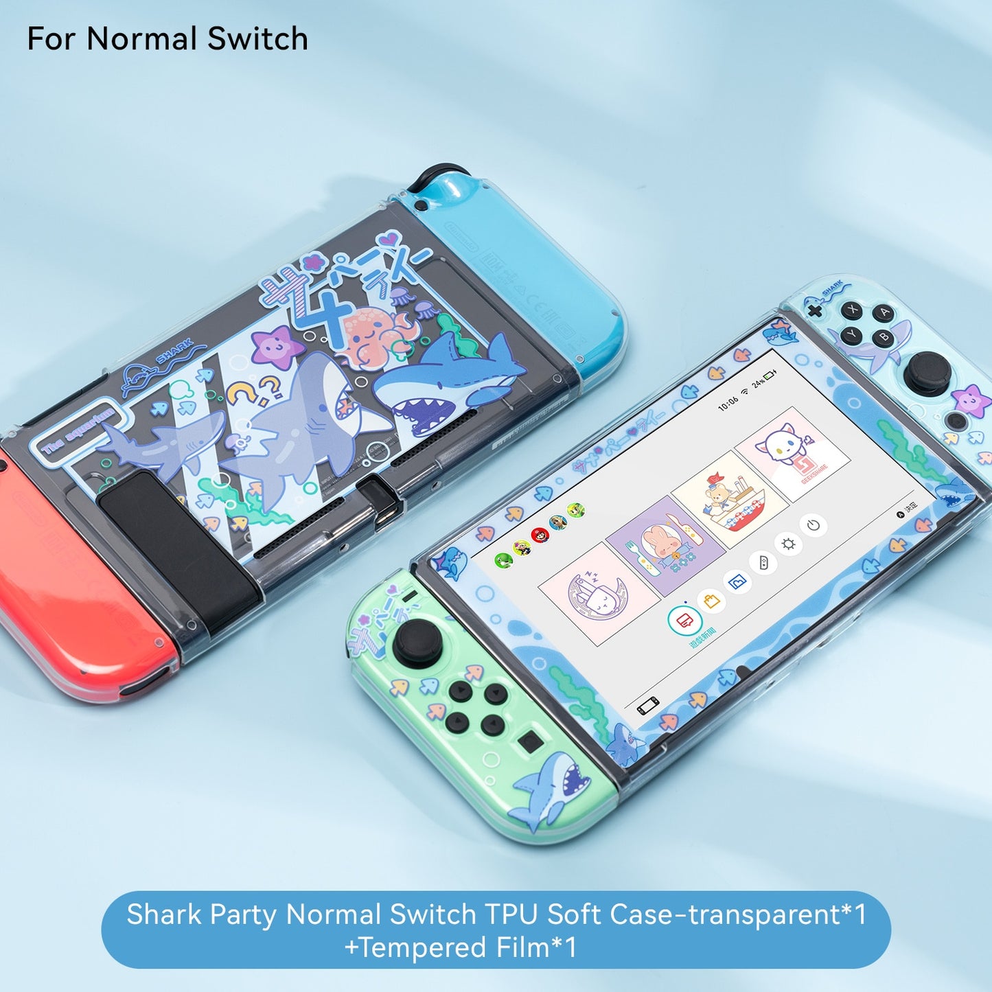 GeekShare Nintendo Switch Shell Cute Shark Party TPU Soft Full Cover Case For Nintendo Switch Joy-con Cover Shell NS Accessories - Executive-Skincare