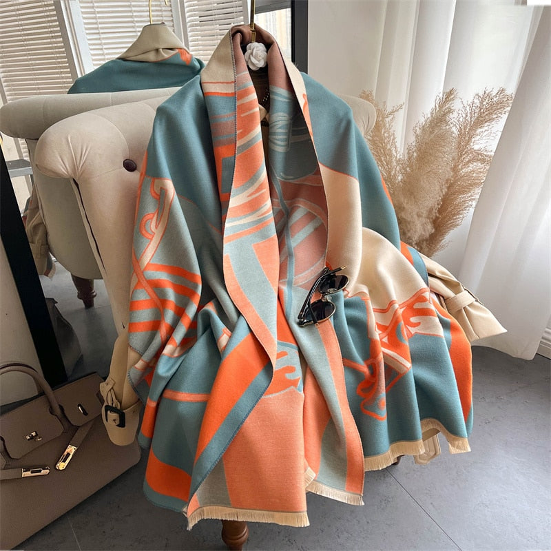 Luxury Brand Cashmere Warm Scarf for Women Design Winter Thick Shawl Wrap Pashmina Blanket Poncho Female Bufanda Echarpe Foulard - Executive-Skincare