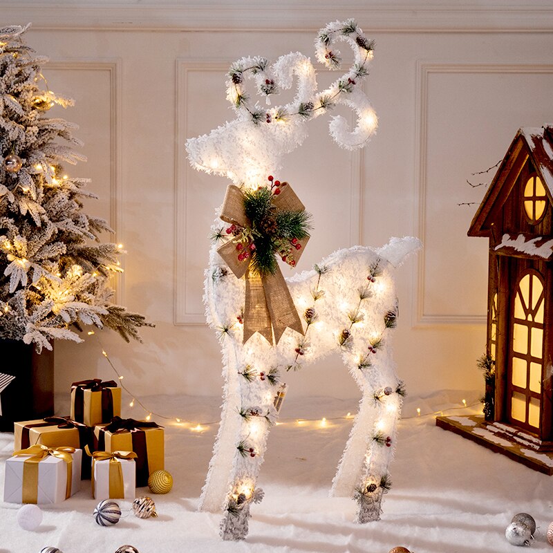 Creative Ornaments Christmas Decoration Glowing Christmas Deer Christmas Tree Ornaments Reindeer Family New Year Decoration - Executive-Skincare