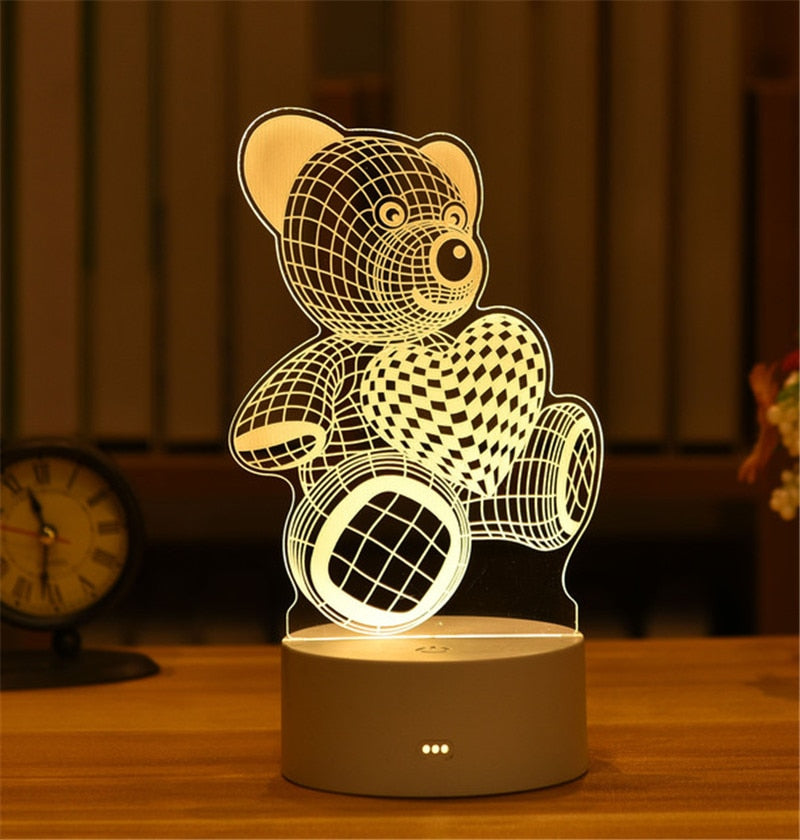 Romantic Love 3D Acrylic Led Lamp for Home Children&#39;s Night Light Table Lamp Birthday Party Decor Valentine&#39;s Day Bedside Lamp - Executive-Skincare