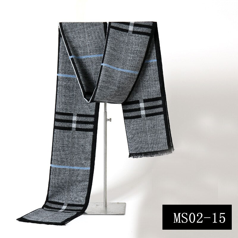 Luxury Brand Plaid Cashmere Scarf for Men Winter Warm Neckerchief Male Business Scarves Long Pashmina Christmas Gifts - Executive-Skincare