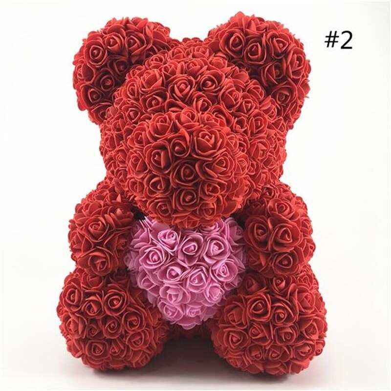 25cm Rose Bear Girlfriend Anniversary Christmas Valentine&#39;s Day Gift Birthday Present For Wedding PartyArtificial Flowers - Executive-Skincare