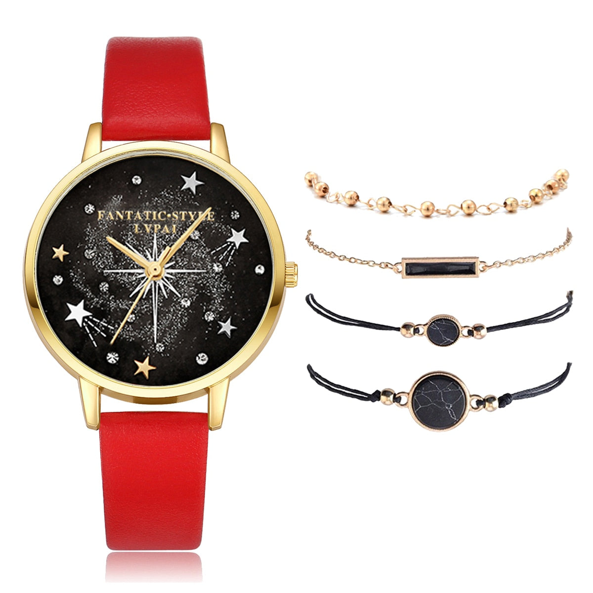 Lvpai Brand 5PCS Fashion New Bracelet Watch Set Crystal Rhinestone Women Ladies Wristwatch Watches Ladies Relogio Feminino Reloj - Executive-Skincare