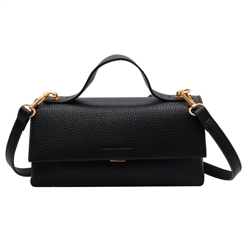 Ladies autumn and winter new handbag double layer ladies bag solid color retro messenger bag casual mobile phone bag - Executive-Skincare