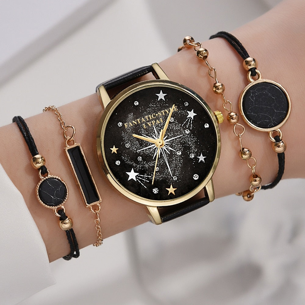 Lvpai Brand 5PCS Fashion New Bracelet Watch Set Crystal Rhinestone Women Ladies Wristwatch Watches Ladies Relogio Feminino Reloj - Executive-Skincare