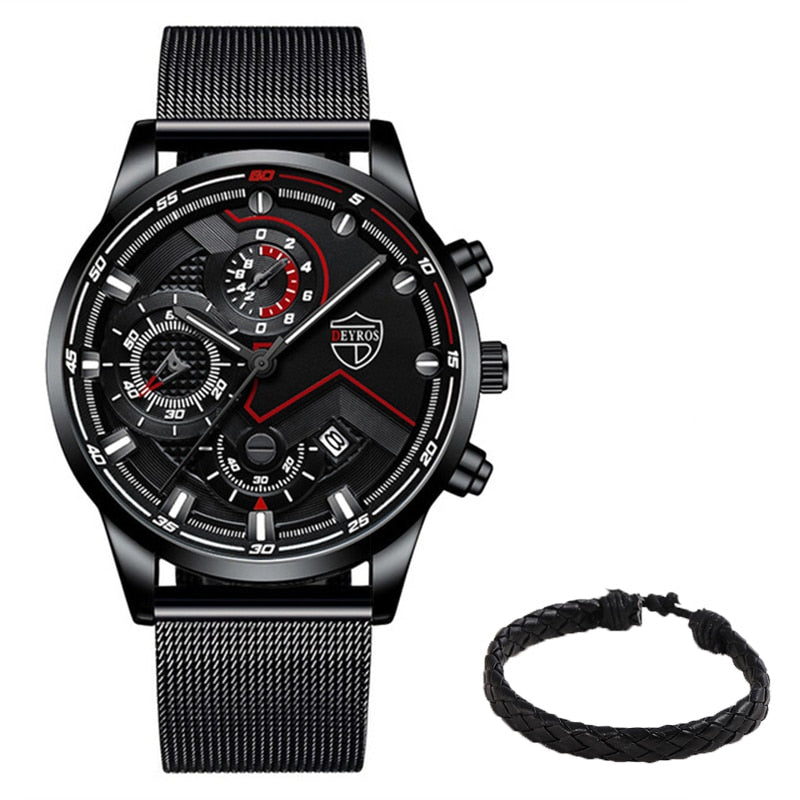 2022 Fashion Mens Sports Watches for Men Business Stainless Steel Quartz Wrist Watch Luxury Man Casual Bracelet Luminous Clock - Executive-Skincare