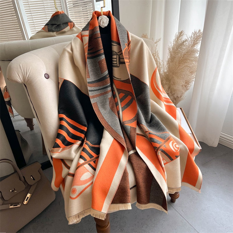 Luxury Brand Cashmere Warm Scarf for Women Design Winter Thick Shawl Wrap Pashmina Blanket Poncho Female Bufanda Echarpe Foulard - Executive-Skincare