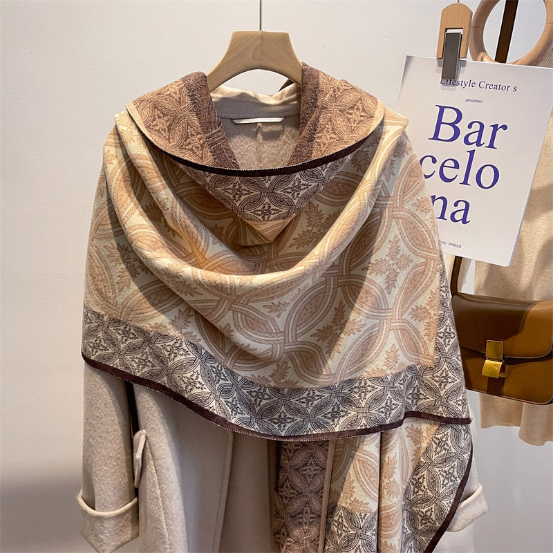 Luxury Brand Cashmere Warm Scarf for Women Design Winter Thick Shawl Wrap Pashmina Blanket Poncho Female Bufanda Echarpe Foulard - Executive-Skincare