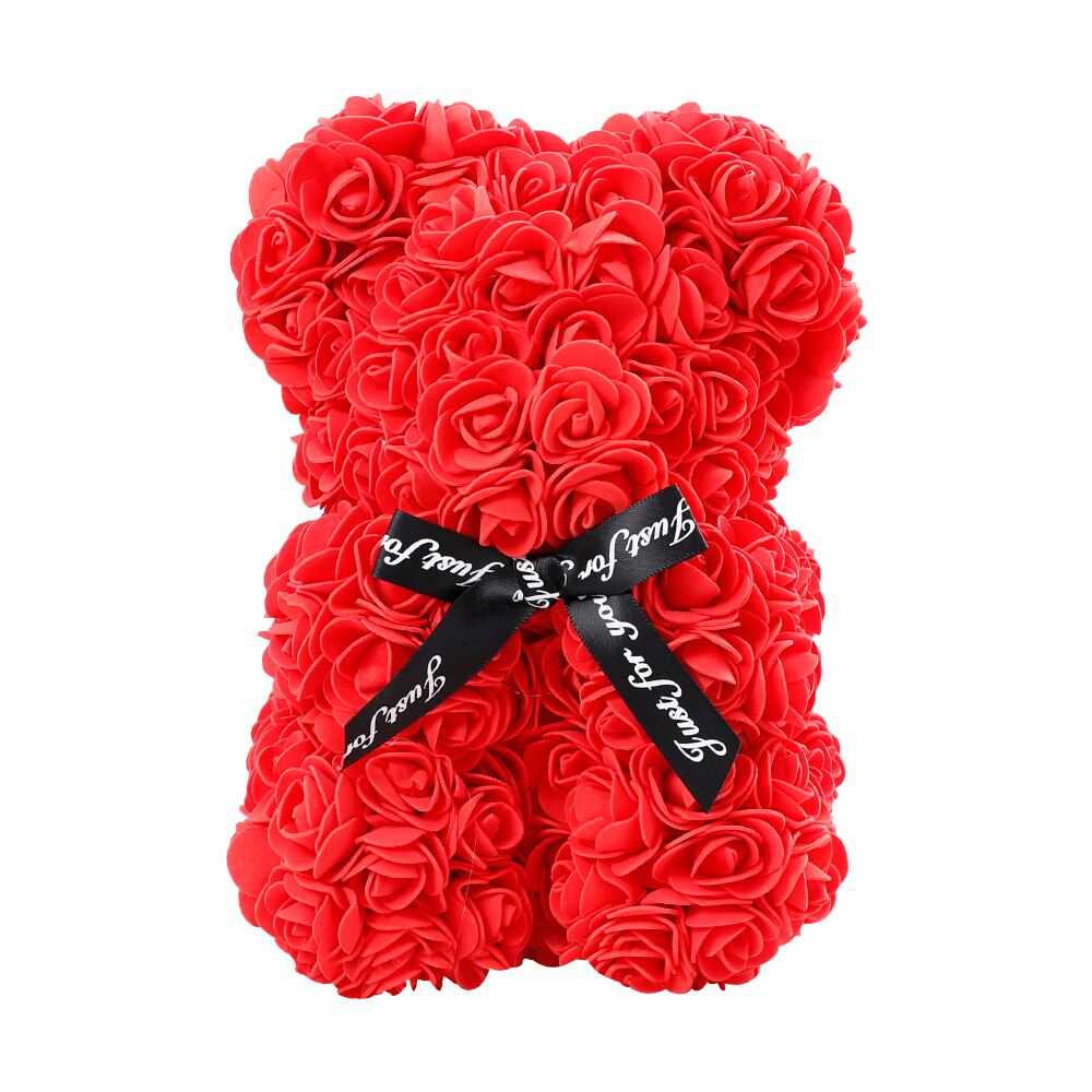 25cm Teddy Rose Bear Girlfriend Valentines Day Gift Artificial Flowers Rose Bear Anniversary Wedding Mother&#39;s Day Gifts Home Dec - Executive-Skincare