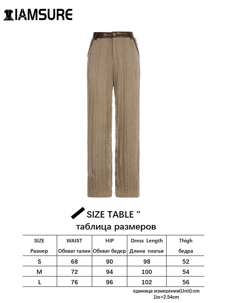 IAMSURE Loose Basic Solid Knitted Pants Casual High Waisted Wide Leg Pants Women'S Trousers 2021 Autumn Winter Capris Streetwear - Executive Quality Store