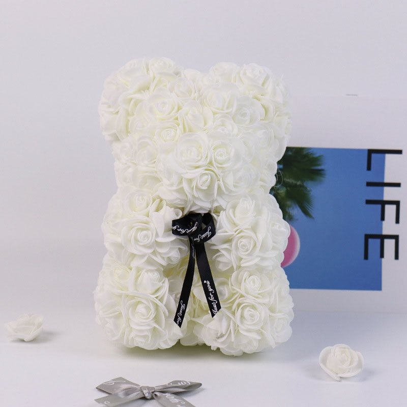 25cm Simulated Rose Bear Happy Valentine&#39;s Day Decor For Home Girls Favor Valentine&#39;s Day Gifts Wedding Party Pendants Ornaments - Executive-Skincare