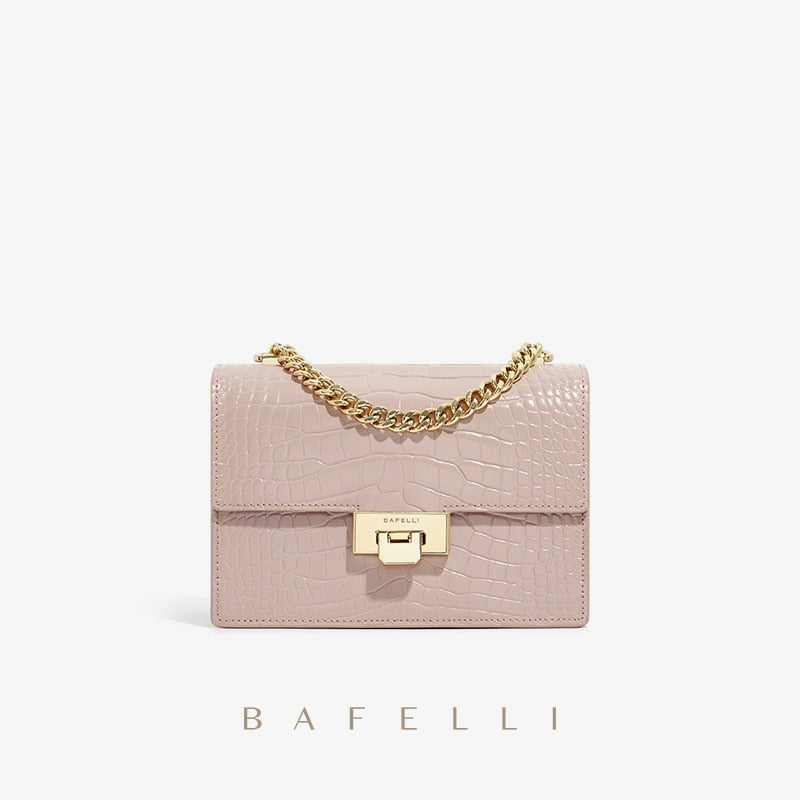 BAFELLI DESIGNER 2022 NEW SHOULDER MESSENGER CHAIN FASHION BAG CROCODILE PATTERN FEMALE WOMEN&#39;S LEATHER FLAP CLASSIC TREND - Executive-Skincare