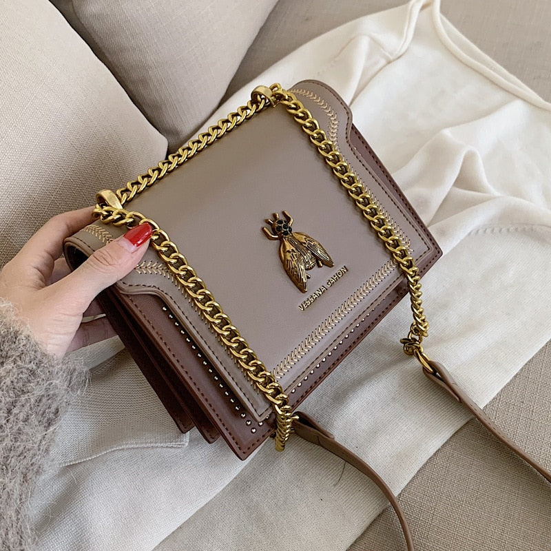 CGCBAG Luxury Brand Women Handbag 2022 New Retro Bee Female Shoulder Bag Simple High Quality Leather Designer Crossbody Bags - Executive-Skincare