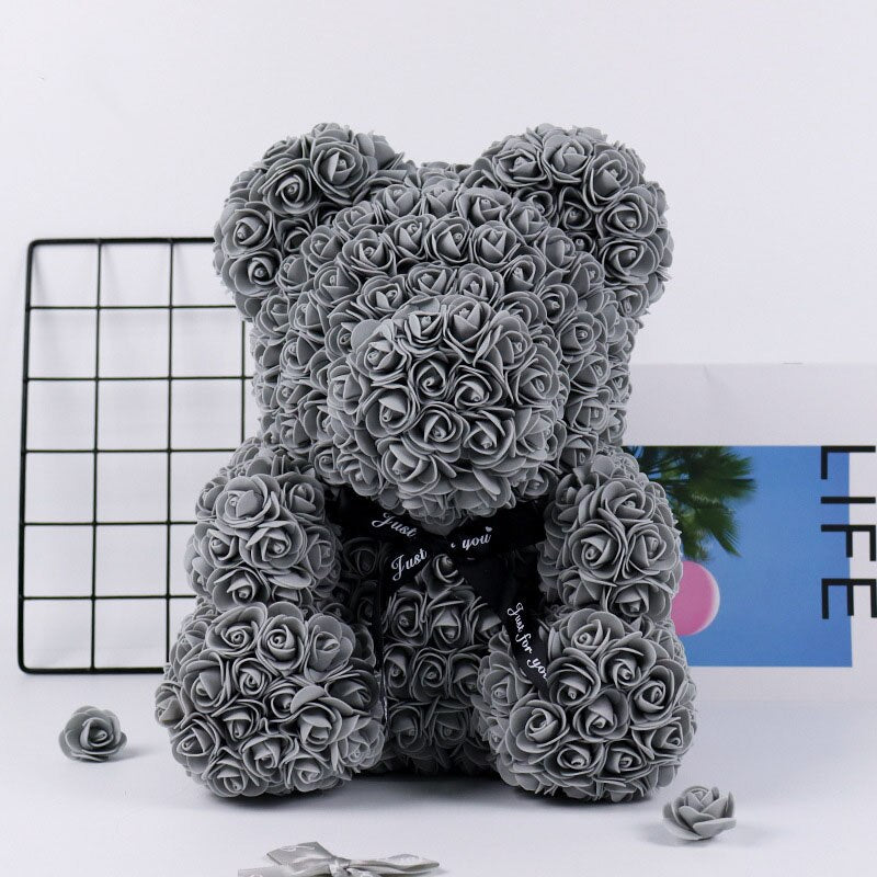 25cm Simulated Rose Bear Happy Valentine&#39;s Day Decor For Home Girls Favor Valentine&#39;s Day Gifts Wedding Party Pendants Ornaments - Executive-Skincare