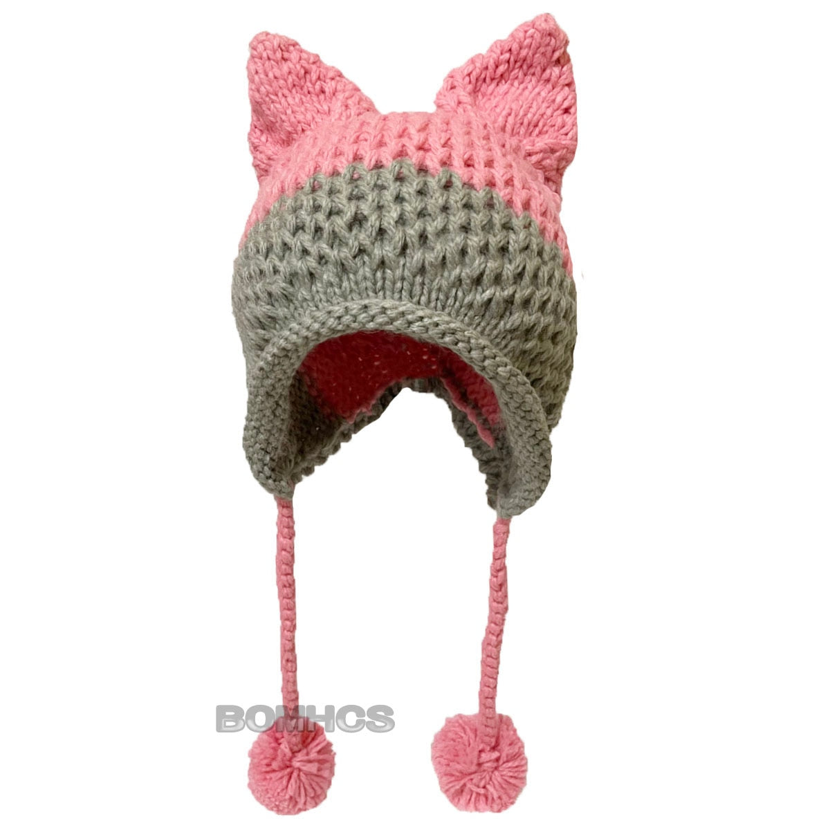 BomHCS Cute Fox Ears Beanie Winter Warm 100% Handmade Knit Hat - Executive-Skincare