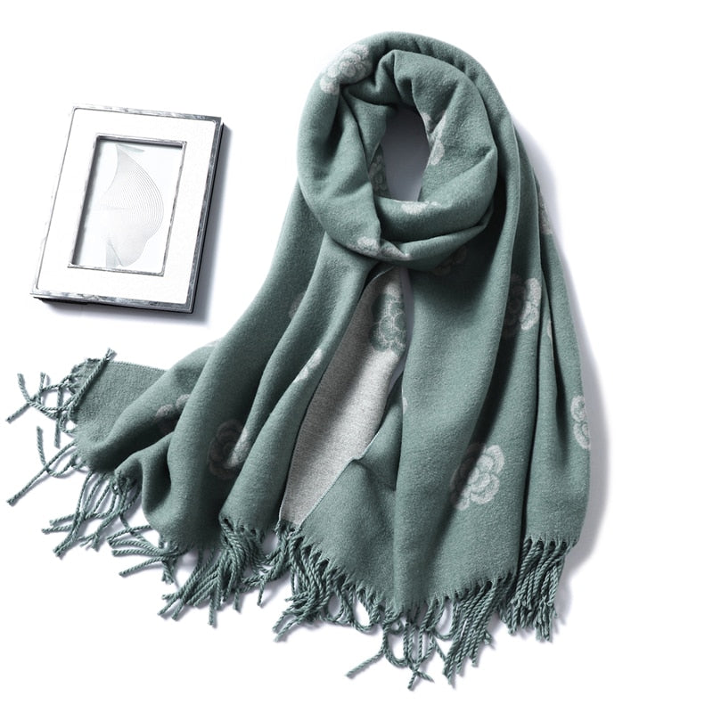 Winter Cashmere Scarf Women Thick Warm Shawls Wraps Lady Solid Scarves Fashion Tassels Pashmina Blanket Quality Foulard 2022 New - Executive-Skincare