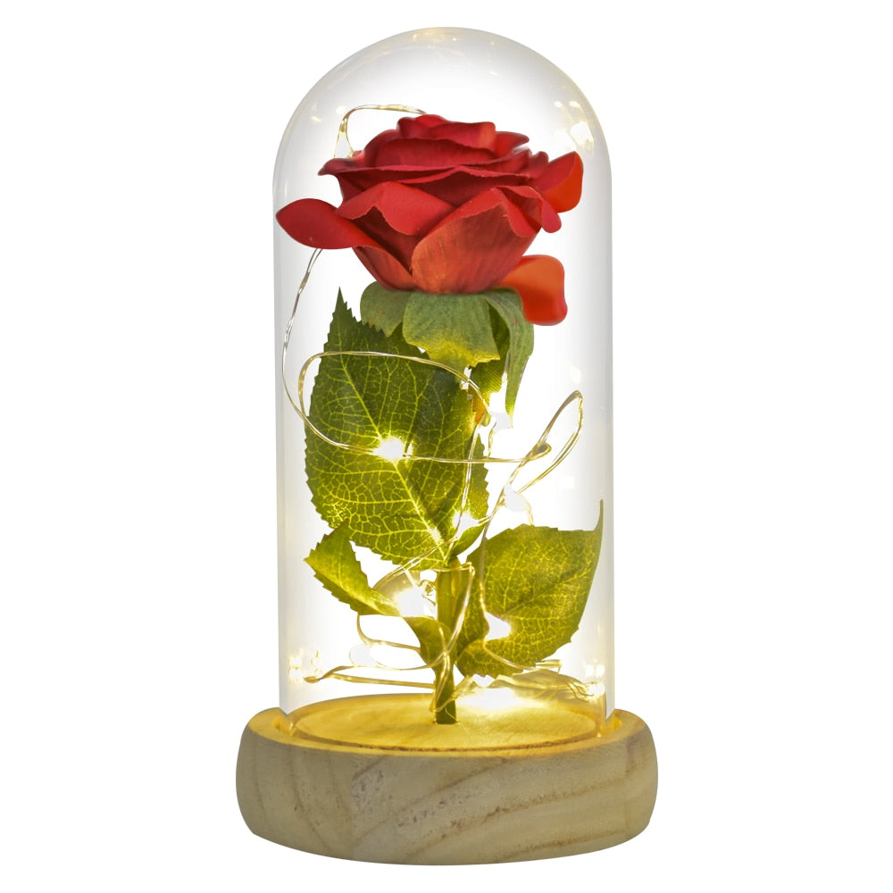 Christmas Gift Beauty and The Beast Preserved Roses In Glass Galaxy Rose Flower LED Light Artificial Flower Gift for Women Girls - Executive-Skincare