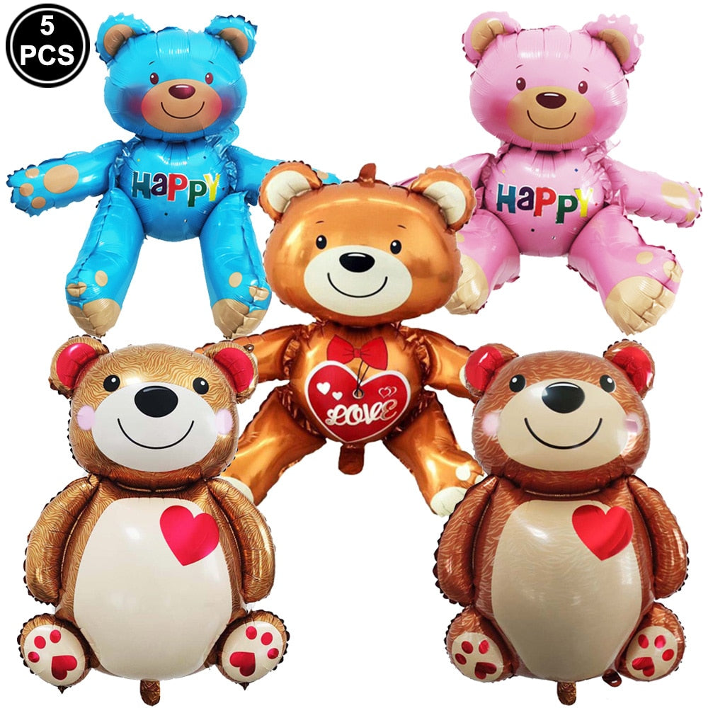 5pcs Love Bear Balloon include Big Bear Balloon and Mini Bear Balloon Birthday Valentines Party Wedding Decoration Bear Balloon - Executive-Skincare