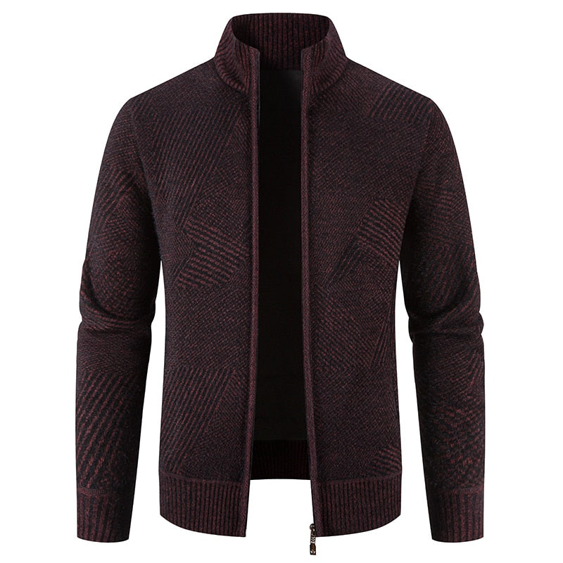 Men Winter Thicker Warm Stand-up Collar Cardigans High Quality  Sweaters Slim Fit Casual Sweater coats Jackets - Executive-Skincare