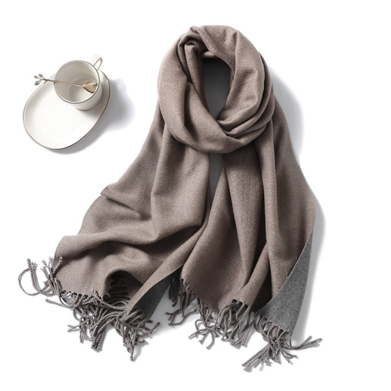 Winter Cashmere Scarf Women Thick Warm Shawls Wraps Lady Solid Scarves Fashion Tassels Pashmina Blanket Quality Foulard 2022 New - Executive-Skincare