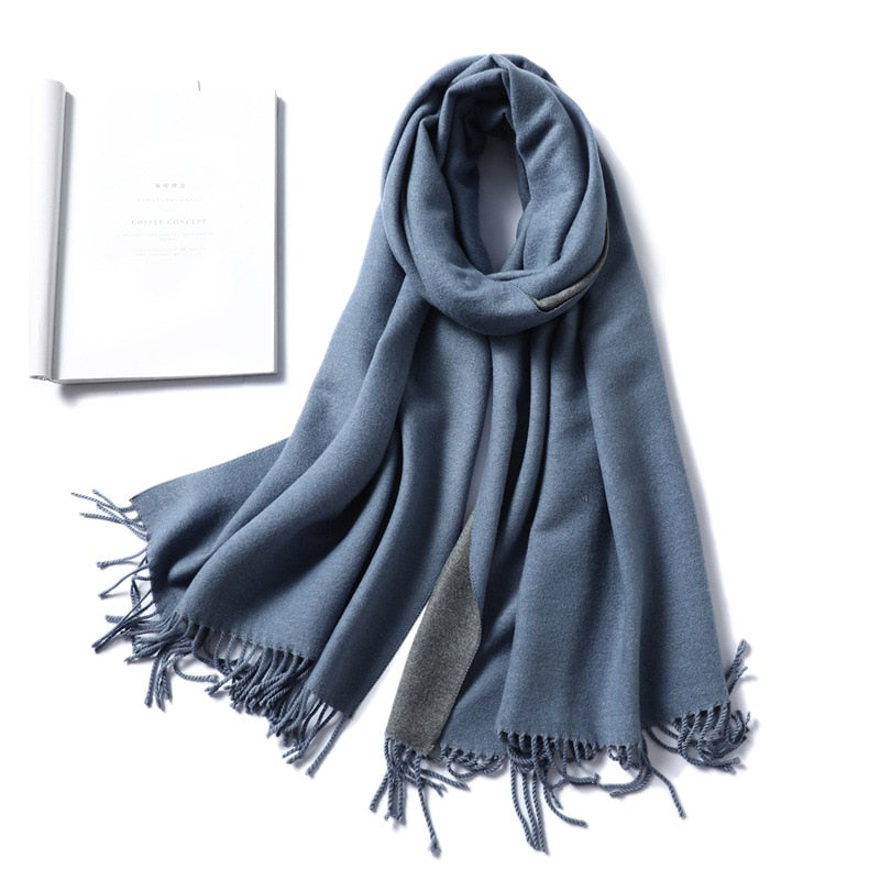 Winter Cashmere Scarf Women Thick Warm Shawls Wraps Lady Solid Scarves Fashion Tassels Pashmina Blanket Quality Foulard 2022 New - Executive-Skincare