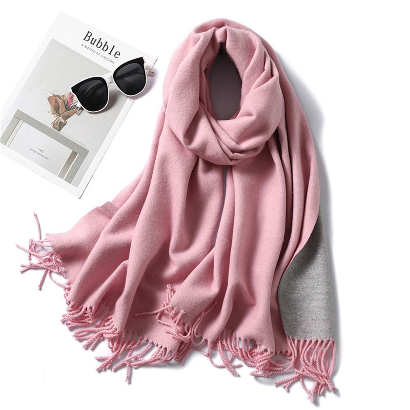 Winter Cashmere Scarf Women Thick Warm Shawls Wraps Lady Solid Scarves Fashion Tassels Pashmina Blanket Quality Foulard 2022 New - Executive-Skincare