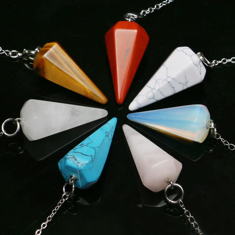 Mineraali Healing Divination Pendulum Natural Cristal Lucky Original Witchcraft Stone Reiki Hexagonal Energy Pendant Meditations - Executive-Skincare