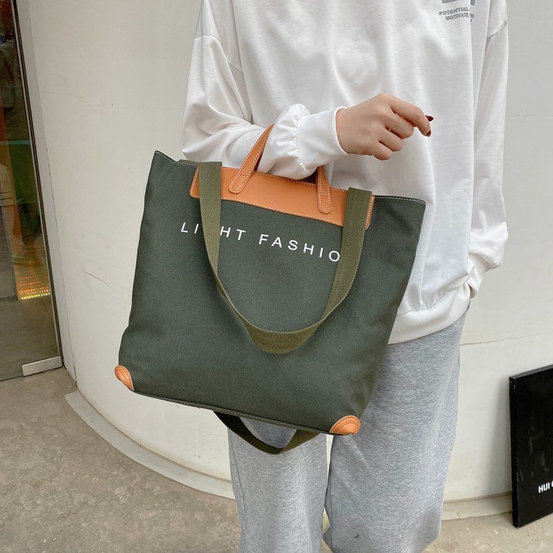 Korean Handbag Leisure Commuting Shoulder Bag Women&#39;s Big Bag Ins New Fashion Women&#39;s Messenger Canvas Tote Bag - Executive-Skincare