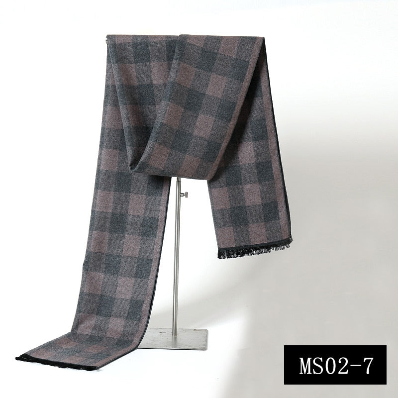 Luxury Brand Plaid Cashmere Scarf for Men Winter Warm Neckerchief Male Business Scarves Long Pashmina Christmas Gifts - Executive-Skincare