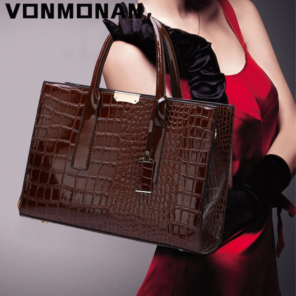 Luxury Patent Leather Women Messenger Bag Crocodile Female Crossbody Shoulder Hand Bags for Women 2022 High Quality Lady Handbag - Executive-Skincare