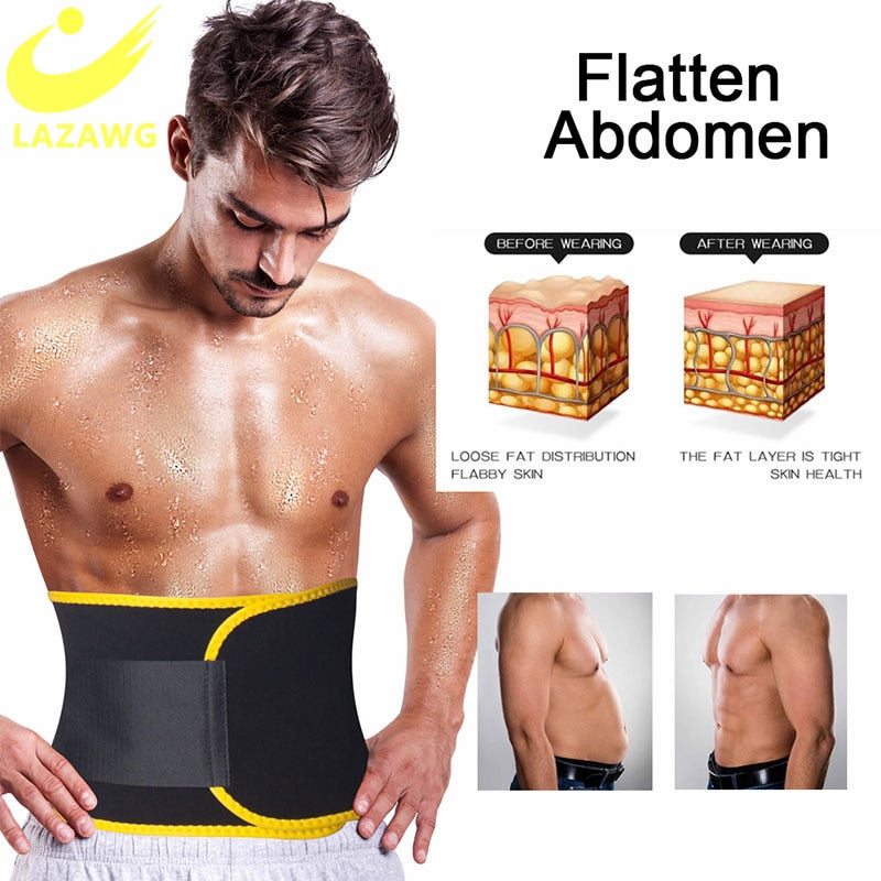 LAZAWG Men Waist Trainer Trimmer Sauna Sweat Belt Belly Corsets  Control Sport Burner Workout Weight Loss Slimming Body Shaper - Executive Quality Store