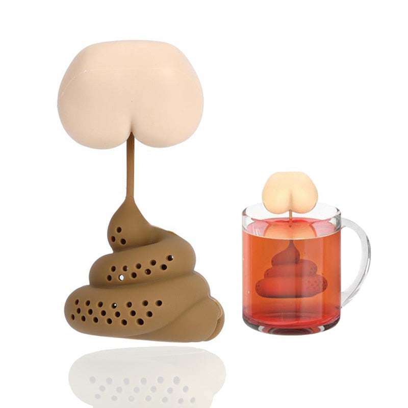 Reusable Silicone Tea Infuser Creative Poop Shaped Funny Herbal Tea Bag Coffee Filter Diffuser  Strainer Tea Accessories - Executive-Skincare