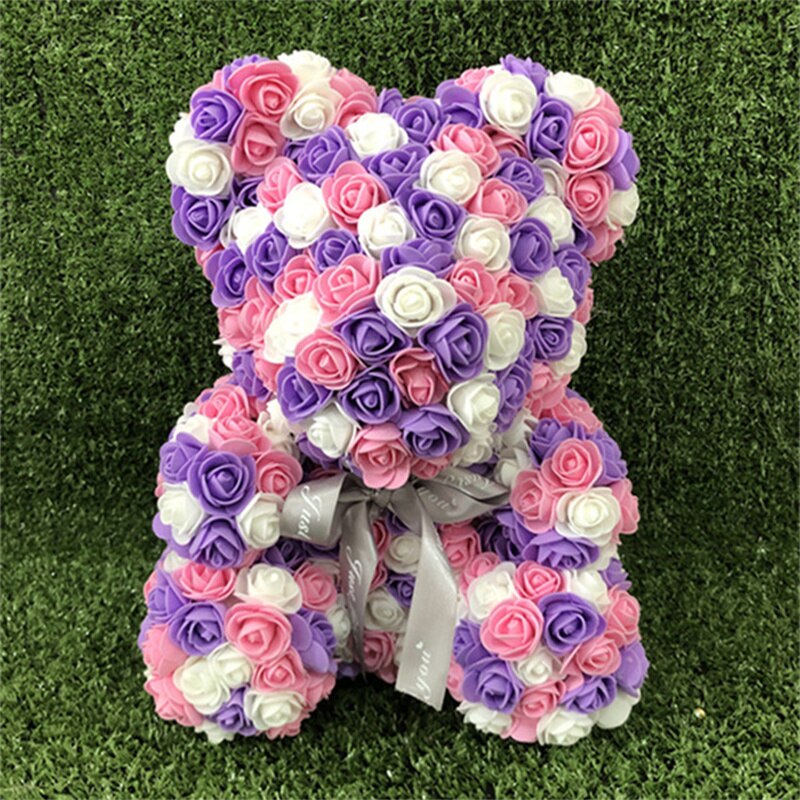 25cm Rose Bear Girlfriend Anniversary Christmas Valentine&#39;s Day Gift Birthday Present For Wedding PartyArtificial Flowers - Executive-Skincare