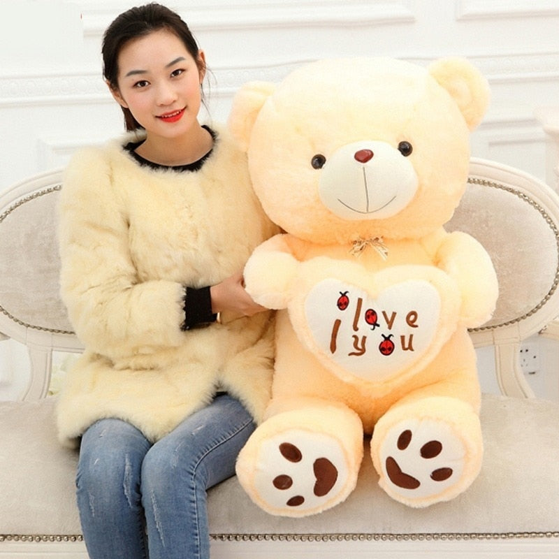 Big Size I Love You Teddy Bear Large Stuffed Plush Doll Holding LOVE Heart Plush Teddy Bear Cartoon Soft Stuffed Doll Kids Toy - Executive-Skincare