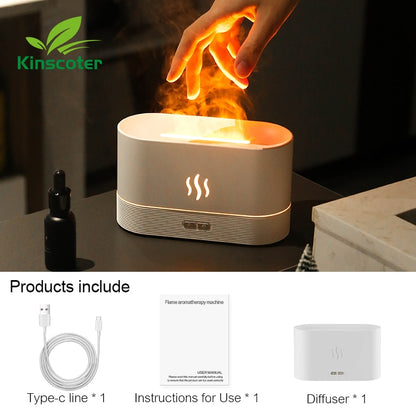 Kinscoter Aroma Diffuser Air Humidifier Ultrasonic Cool Mist Maker Fogger Led Essential Oil Flame Lamp Difusor - Executive Quality Store