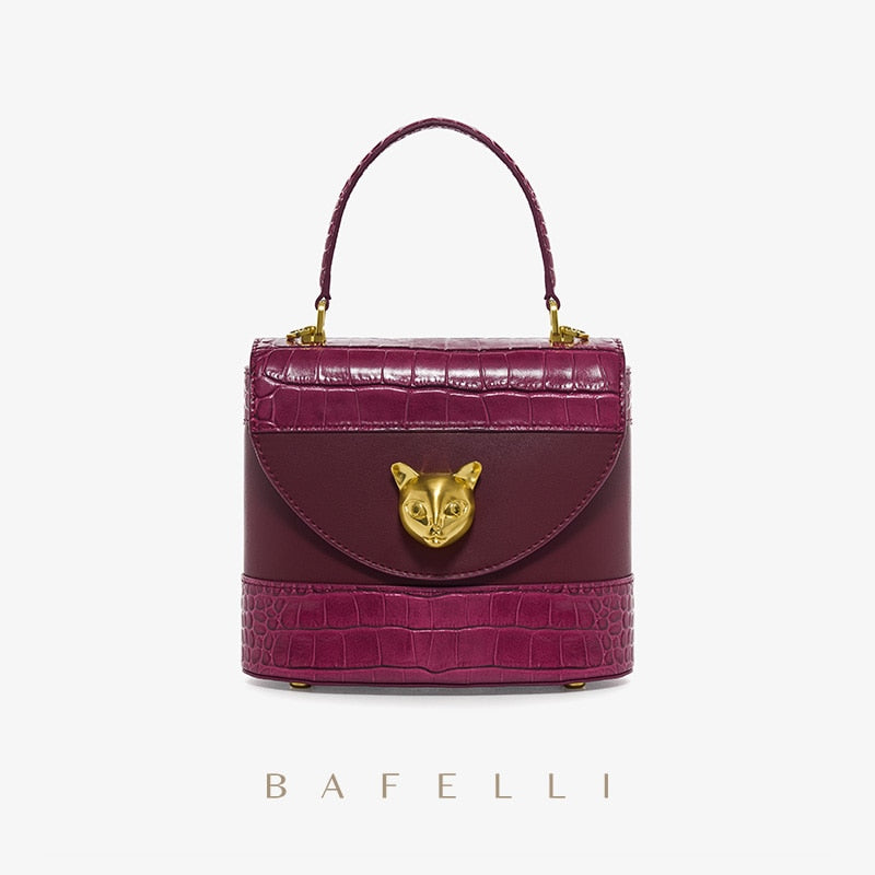 BAFELLI HANDBAG 2022 WOMEN&#39;S NEW CROSSBODY LEATHER PURSE EVENING BAG CROCODILE GRAIN DESIGNER BUCKET CAT LUXURY BRAND FASHION - Executive-Skincare