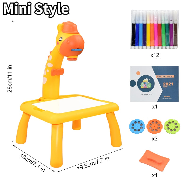 Children Led Projector Art Drawing Table Toys Kids Painting Board Desk Arts Crafts Educational Learning Paint Tools Toy for Girl - Executive-Skincare