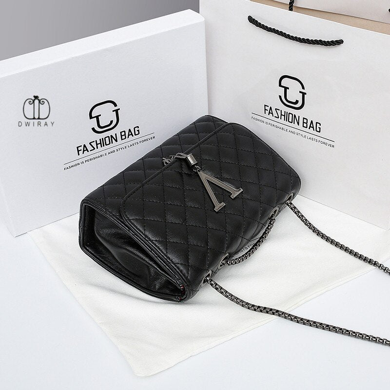 Square Shoulder Bags Women&#39;s Crossbody Handbags Fashion Casual Purse Ladies Diamond Metal Chain New Soft PU High Quality Dwiray - Executive-Skincare