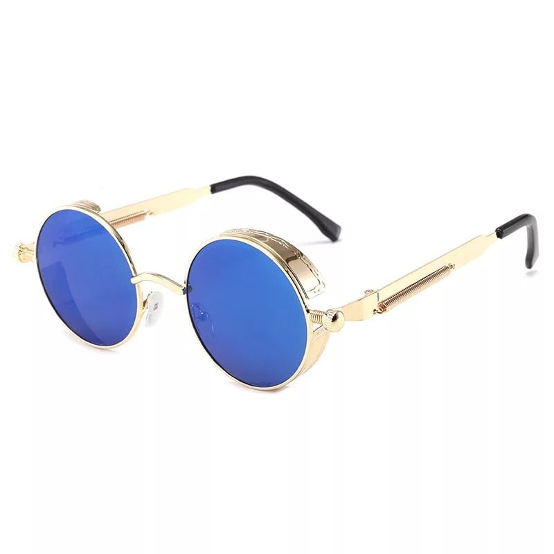 Classic Gothic Steampunk Sunglasses Luxury Brand Designer High Quality Men and Women Retro Round Metal Frame Sunglasses UV400 - Executive-Skincare