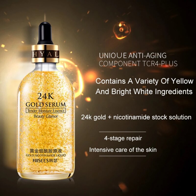 24k Gold Face Serum Nicotinamide Facial Essence Liquid Pure Anti-Aging Wrinkle MoisturizingWhitening Refreshing Skin Care - Executive-Skincare