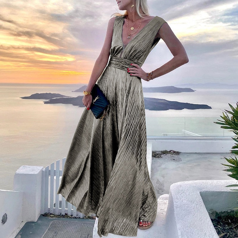 Sleeveless Chest Wrapping Dress Summer Women Sexy Hollow Out Solid Strapless Ladies Maxi Party Dress Fashion Streetwear Vestidos - Executive-Skincare